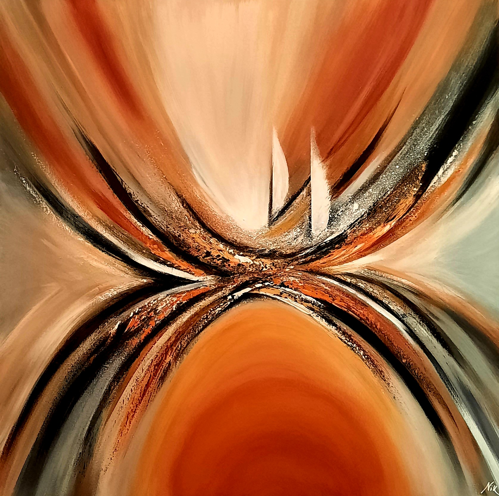 Peinture acrylique sur toile 3D 3cm, 50 x 50 cm.