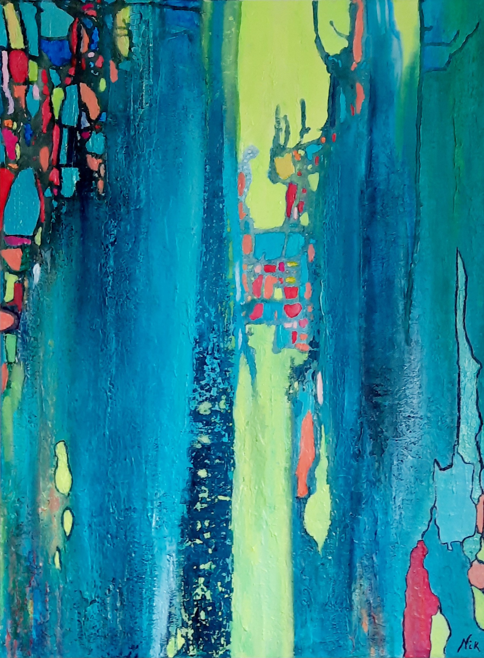 Peinture acrylique sur toile 3D 3cm, 50 x 50 cm.