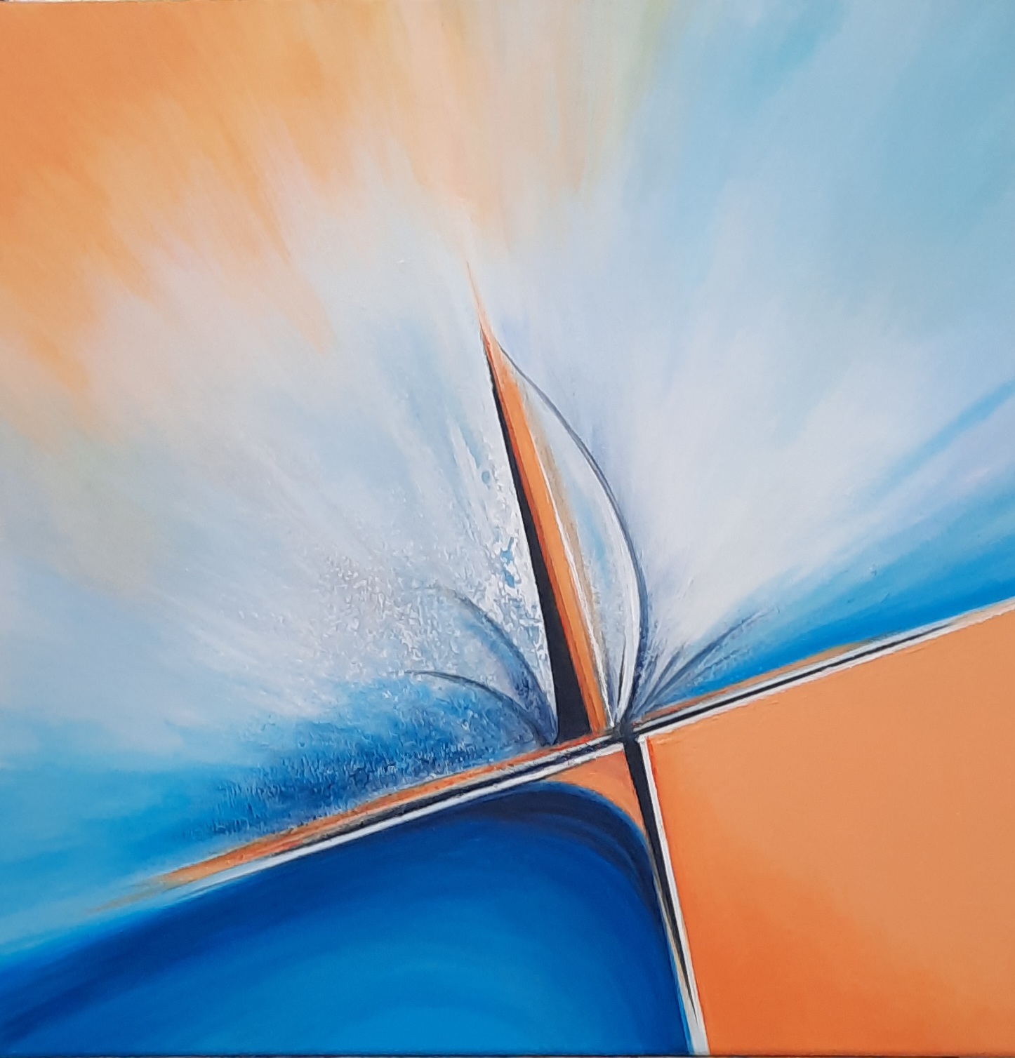 Peinture acrylique sur toile canevas 3D 3cm, 70 x 70 cm.